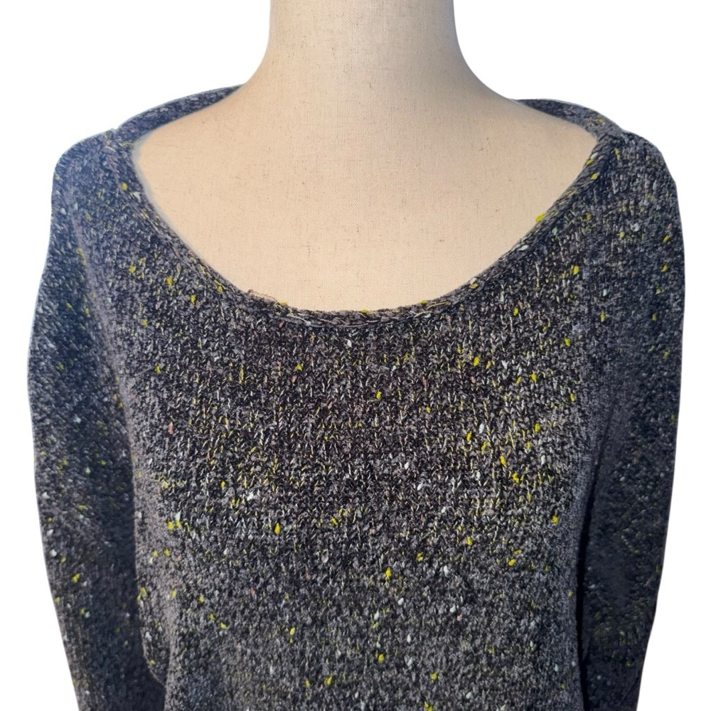 PRANA Cypris Speckled Marled Knit Sweater Gray Chenille Boatneck Tunic Size L - Picture 5 of 15